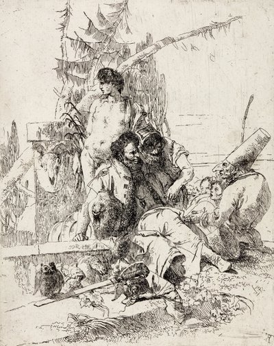 Punchinello gives counsel by Giovanni Battista Tiepolo